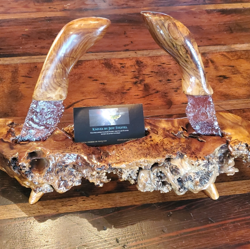 Handmade Glass Knives Sculpture Display